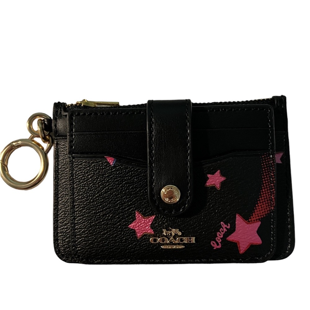 Coach Attachment Card Case With Disco Star Print NWT